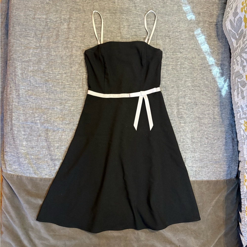 Elegant Black Dress with White Accents